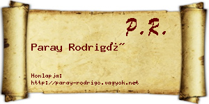 Paray Rodrigó névjegykártya